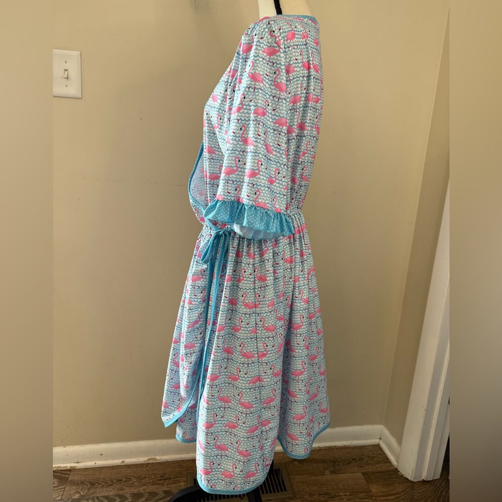 Sassy Stitches preppy wrap dress flamingo & wave polka dot SZ 2XL - Picture 3 of 13